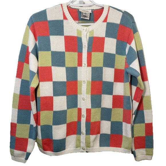 Talbots Sweaters - Talbots Colorblock Cotton Cardigan Preppy Cottagecore Sweater Women’s Small